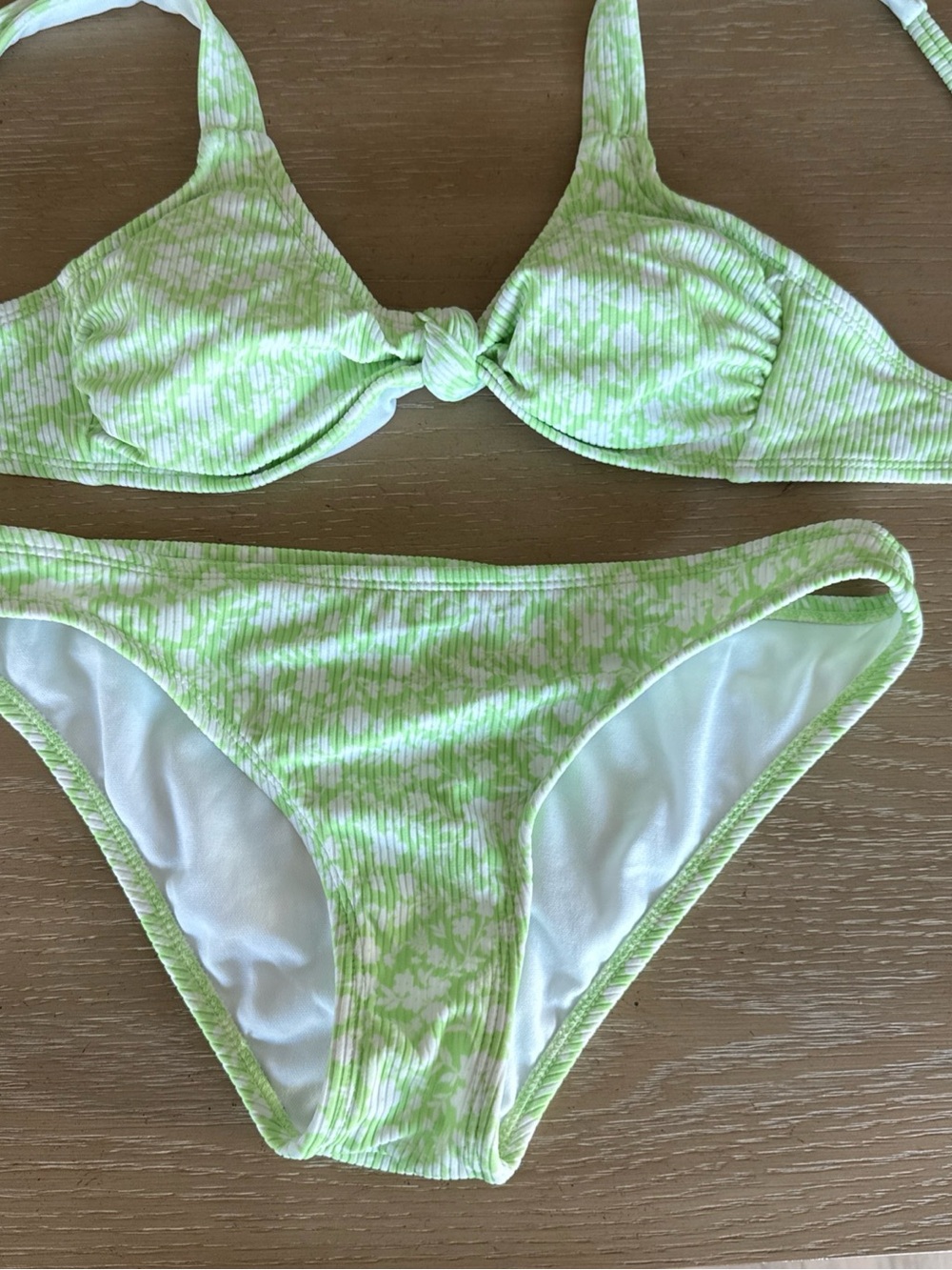 Xhilaration Green Solid Adjustable Bikini Swim Set Women's Size M
